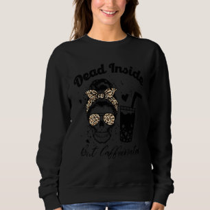 Camiseta Citação de cafeína Caveira de Cabelo Desgrenhado e