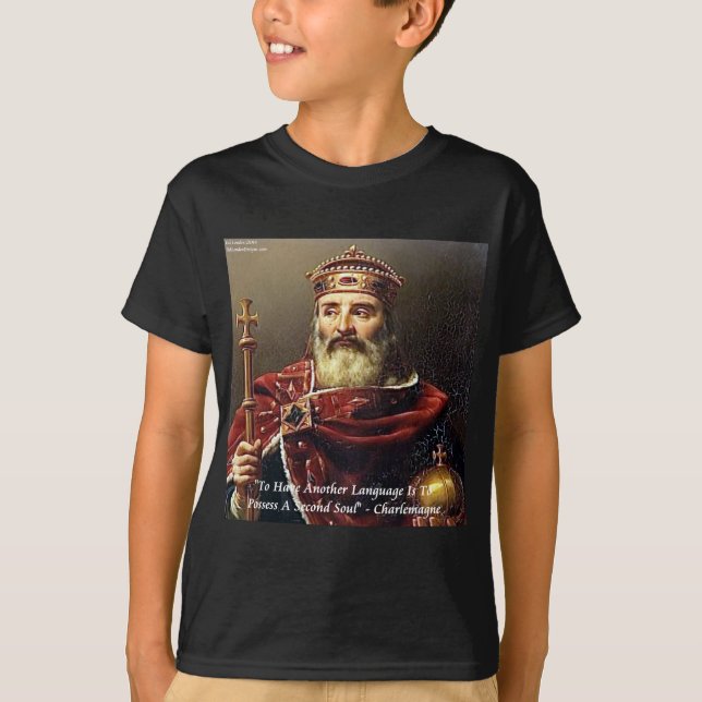 Camiseta Citação de Carlomano & Línguas Famosas (Frente)
