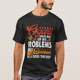 Camiseta Citação De Cigarro E Uísque Bourbon Humor