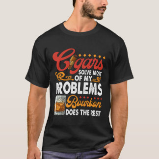 Camiseta Citação De Cigarro E Uísque Bourbon Humor