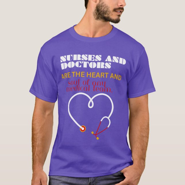 Camiseta Citação de design de estetoscópio com coração famí (Frente)