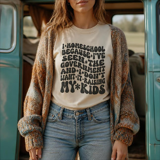 Camiseta Citação de Ensino em Casa Estilo Retro Cores Perso
