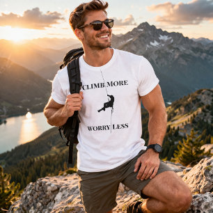 Camiseta Citação de Escalada de Rocha 'Escalada Mais Preocu
