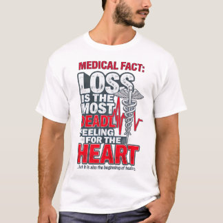 Camiseta Citação de Fato Médico - Ilustração de Perda e Cur