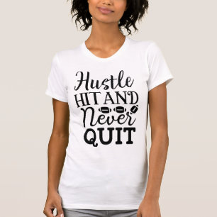 Camiseta Citação de Futebol Americano Hustle Hit e Nunca De