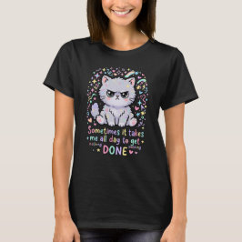 Camiseta Citação de Gato Bravo e Irritado - Presente Pastel