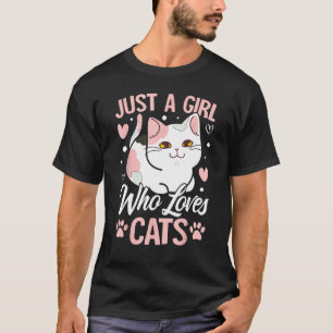Camiseta Citação de Gato para Gatos com Garota Ama Gatos