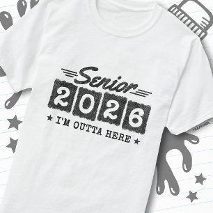 Camiseta Citação de Graduação Vintage Senior 2026 Tipo Retr