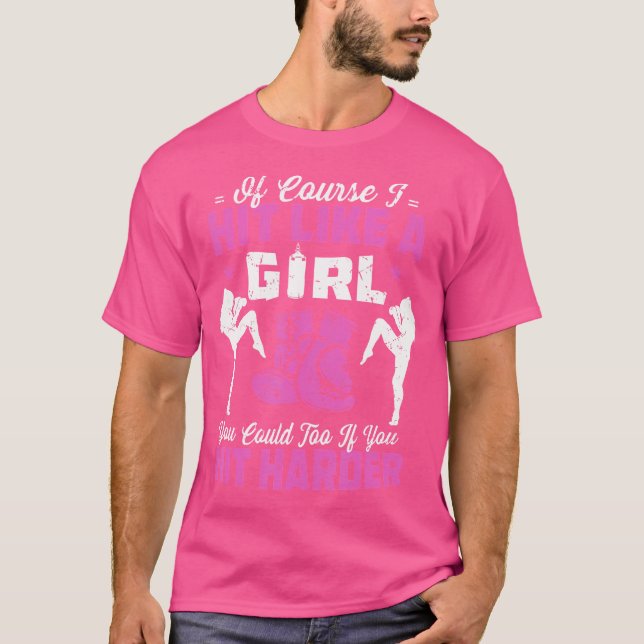 Camiseta Citação De Kickboxe Para Mulheres Engraçadas E Sar (Frente)