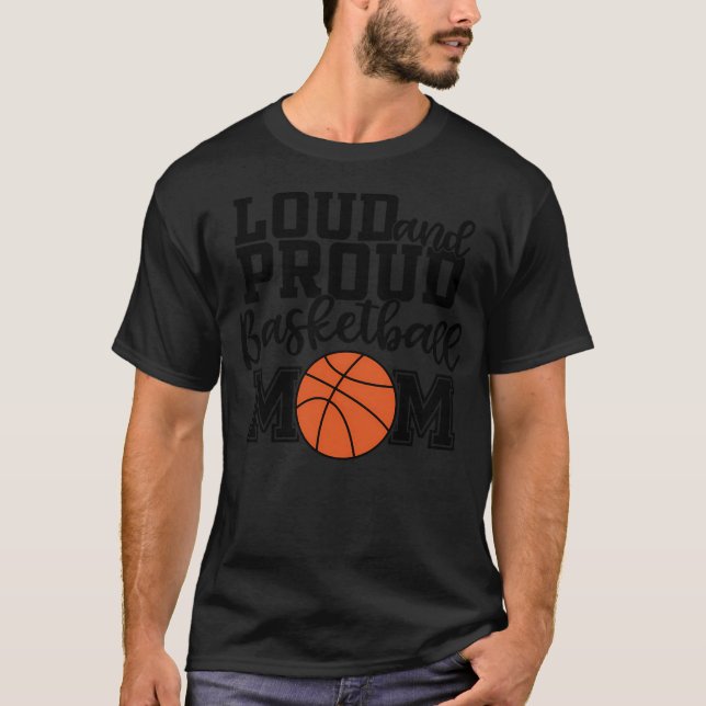 Camiseta Citação de Mães-de-Basquete Larga E Orgulhosa (Frente)
