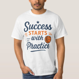 Camiseta Citação de Motivação de Basquete Prática Sucesso