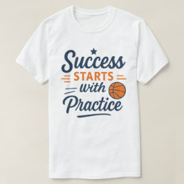 Camiseta Citação de Motivação de Basquete Prática Sucesso
