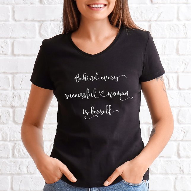 Camiseta Citação de Mulher Bem Sucedida Estilosa em Caligra (Criador carregado)