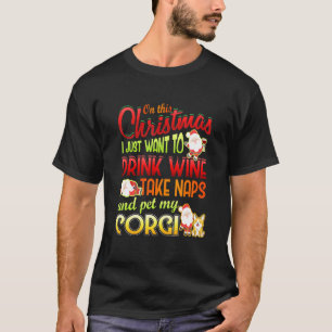 Camiseta Citação de Natal do Corgi Galês Vinho Sonecas Cão 