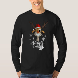 Camiseta Citação de Natal Jingle Bells Veado