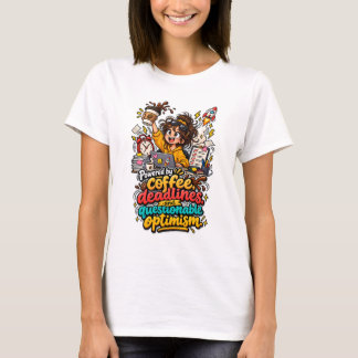 Camiseta Citação de otimismo de prazos de café engraçados