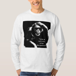 Camiseta Citação de Pop de Arte Pensando Macaco Longa Capa