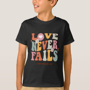Camiseta Citação de Positividade Retro Amor Nunca Falha Pre
