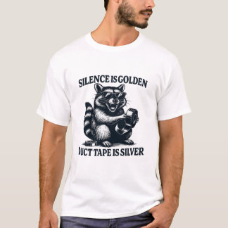Camiseta Citação de Prata de Fita de Duto Raccoon