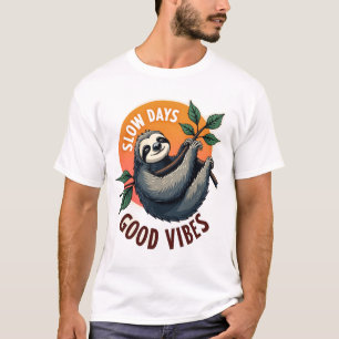 Camiseta Citação de Preguiça Vintage Viva a Vida Devagar Ar