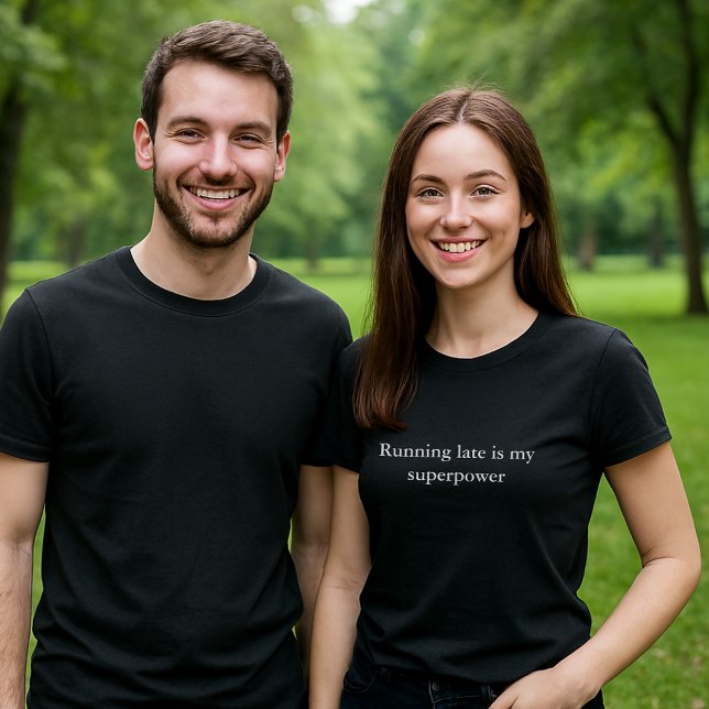 Camiseta citação de roupa estética Correndo tarde é superpo (Criador carregado)