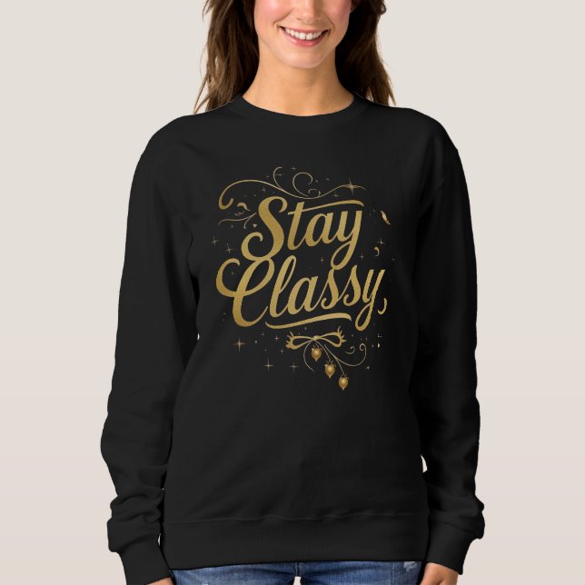 Camiseta Citação de Script Elegante "Permanecer Clássico" (Frente)