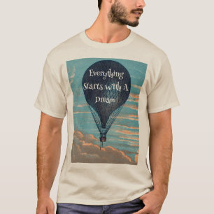 Camiseta Citação de Sonhos do Balão de Ar Vintage