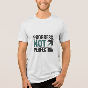 Camiseta Citação de Teal Motivacional do Progresso Não Perf