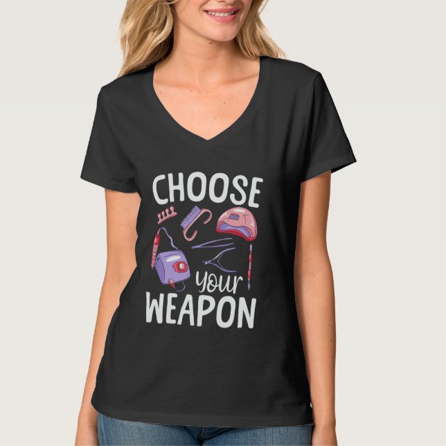 Camiseta Citação de Técnica de Unhas Uniforme de Trabalho E (Frente)