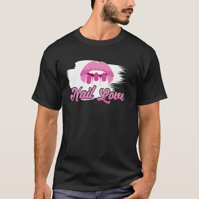 Camiseta Citação de unha técnica uniforme de trabalho esmal (Frente)