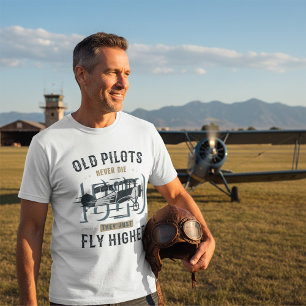 Camiseta Citação de Voo de Biplano Velhos Pilotos Nunca Mor