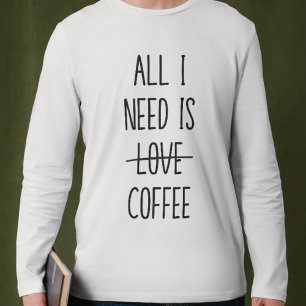 Camiseta Citação Divertida de Café Simples Minimalista Bran