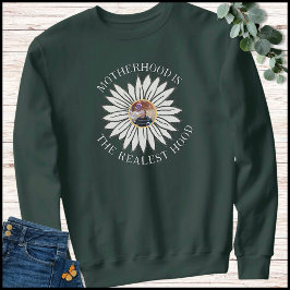 Camiseta Citação Divertida de Mãe Branca e Verde 1 Foto Flo