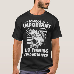 Camiseta Citação Divertida de Pesca - Escola é Importante