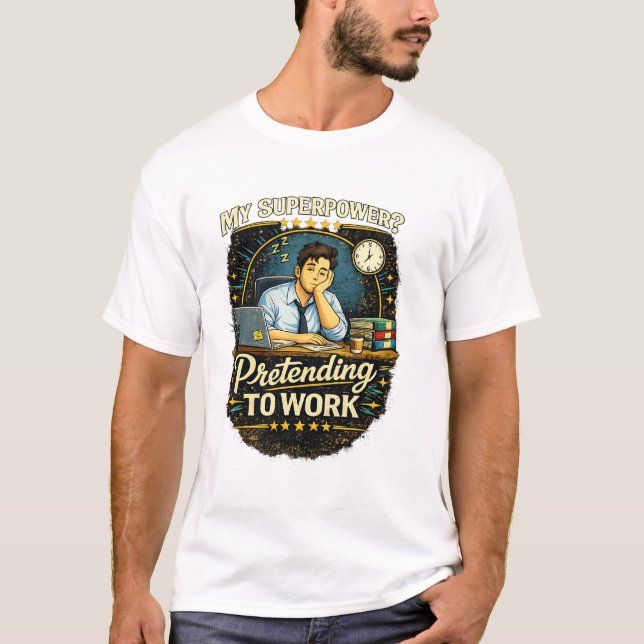 Camiseta Citação Divertida de Trabalho – Meu Superpoder? Fi (Frente)