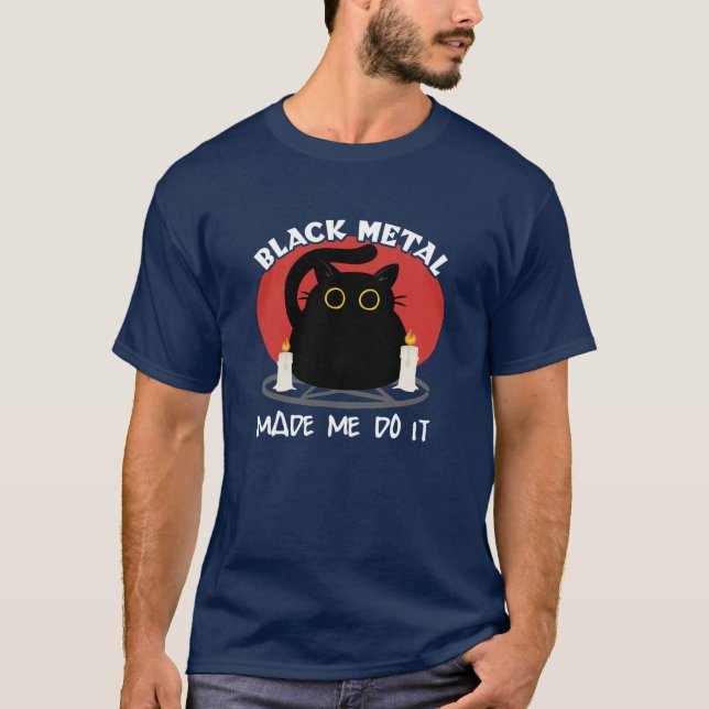Camiseta Citação do Black Metal Funny | Gato preto satânico (Frente)