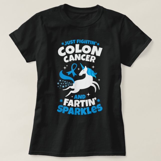 Camiseta Citação do Cancer Colon Engraçado Combatendo Unicó (Frente do Design)