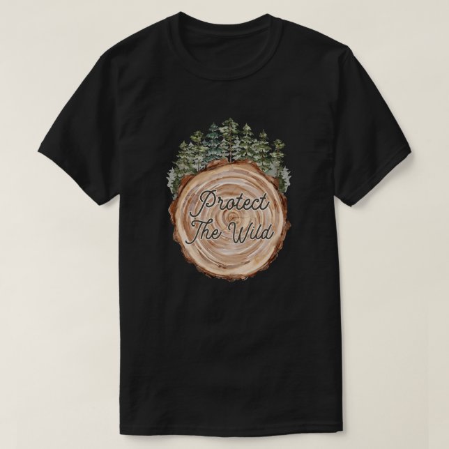 Camiseta Citação do Dia da Terra Disco de Madeira Árvores d (Frente do Design)