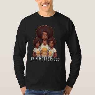 Camiseta Citação do Dia dos Pais de Gêmeos Pretos Maternida