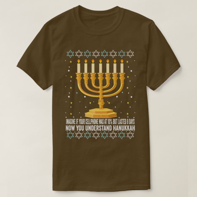 Camiseta Citação do Telefone Celular Engraçado Hanukkah Cha (Frente do Design)