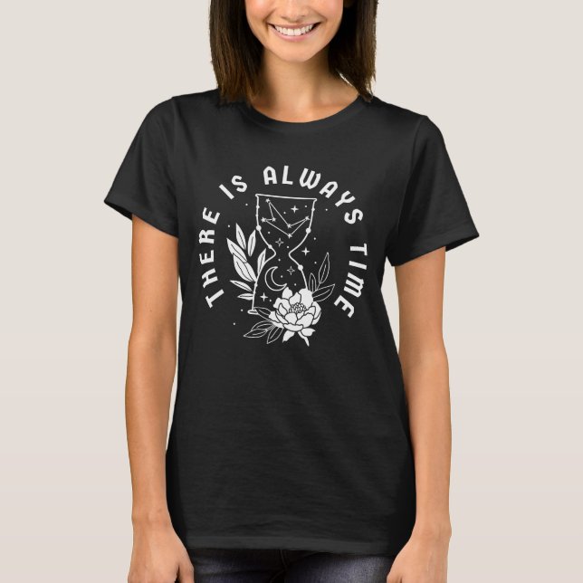 Camiseta Citação do Tempo Ampulheta Floral (Frente)