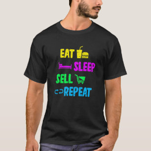 Camiseta Citação do Vendedor Comer Sleep Sell Repetir Marke