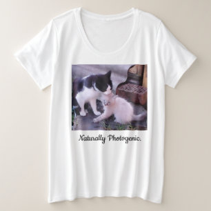 Camiseta Citação e Gatos Foto Engraçada Frente, Verso Coraç