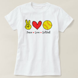 Camiseta Citação Encantada do Softball Peace Love | Softbal