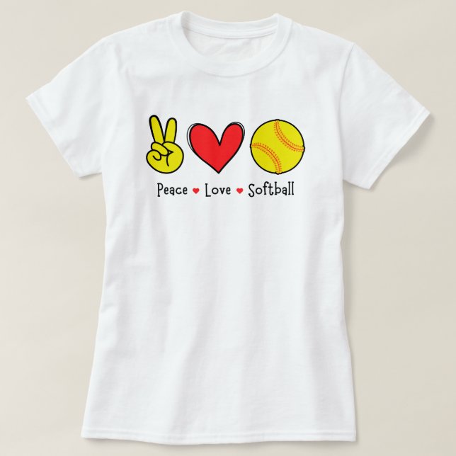 Camiseta Citação Encantada do Softball Peace Love | Softbal (Frente do Design)