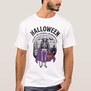 Camiseta Citação engraçada de capa de Halloween de esquelet