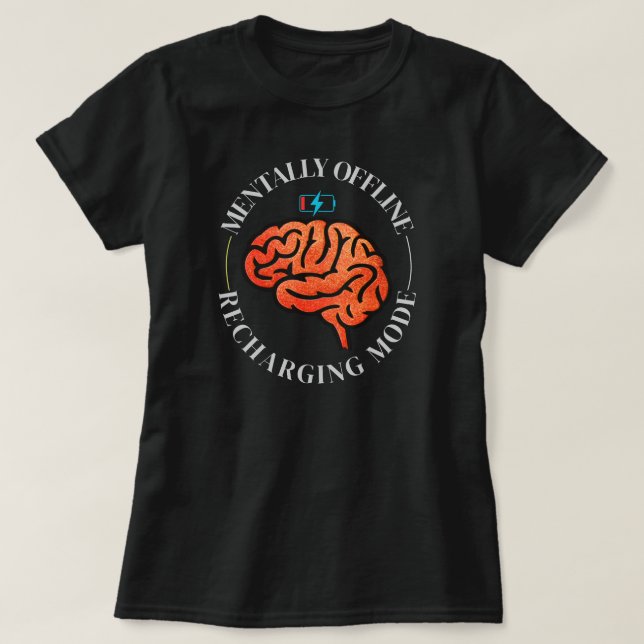 Camiseta Citação engraçada de cérebro com bateria baixa men (Frente do Design)