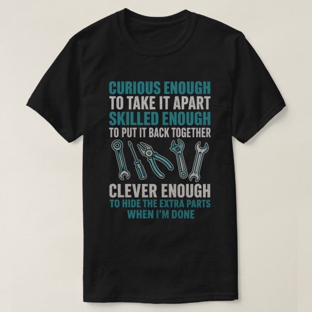 Camiseta Citação Engraçada de Mecânico (Frente do Design)
