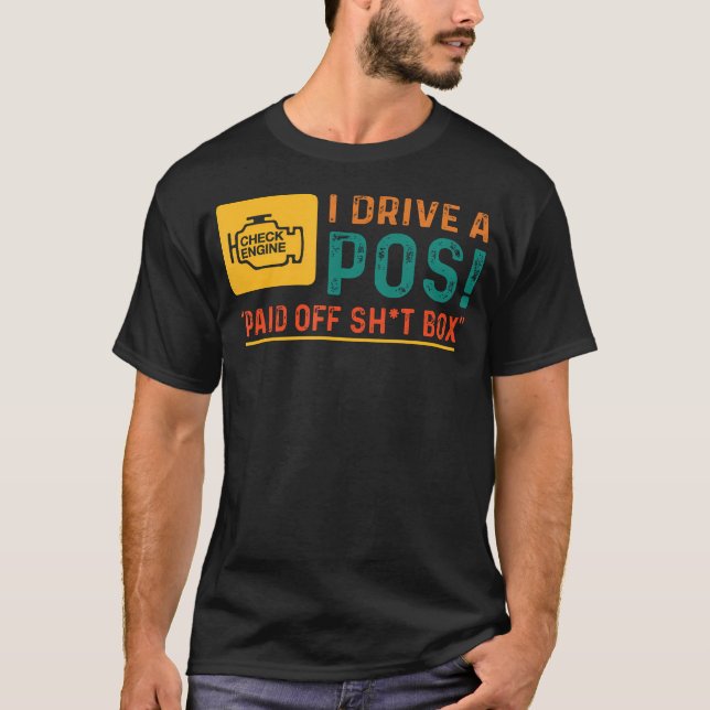 Camiseta Citação Engraçada Dirijo Pos Pago Caixa de Velocid (Frente)