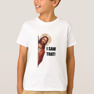 Camiseta Citação Engraçada Jesus Meme Eu Vi Aquilo Cristão
